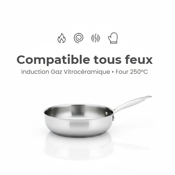 Poêle Inox 18/10 0 PFAS certifié